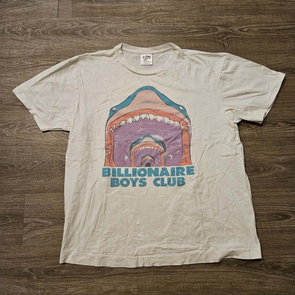 Billionaire‎ Boys Club Shark Graphic T-Shirt Men's XL Cream Short Sleeve Tee